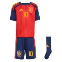 Camiseta España Dani Olmo #10 Primera Equipación Replica Mundial 2026 para niños mangas cortas (+ Pantalones cortos)